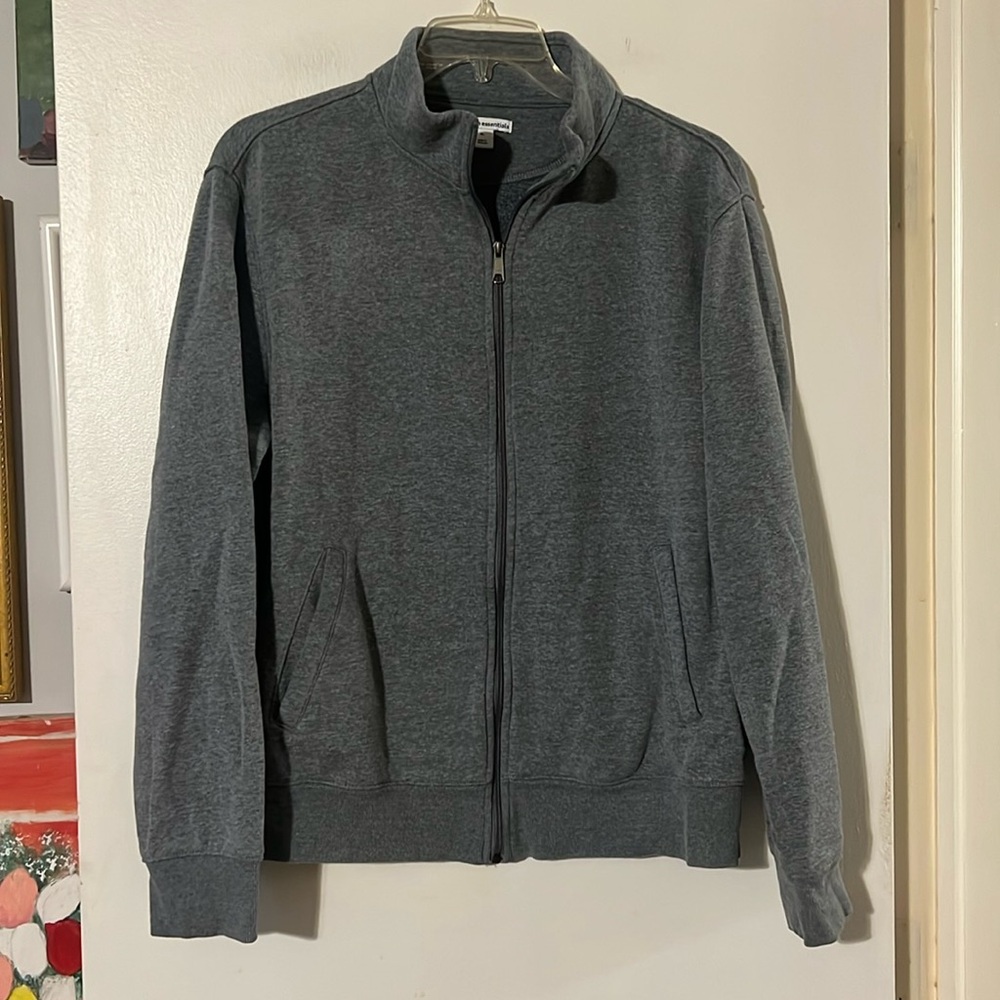 Amazon Essentials grey zip front sweatshirt. Front pockets